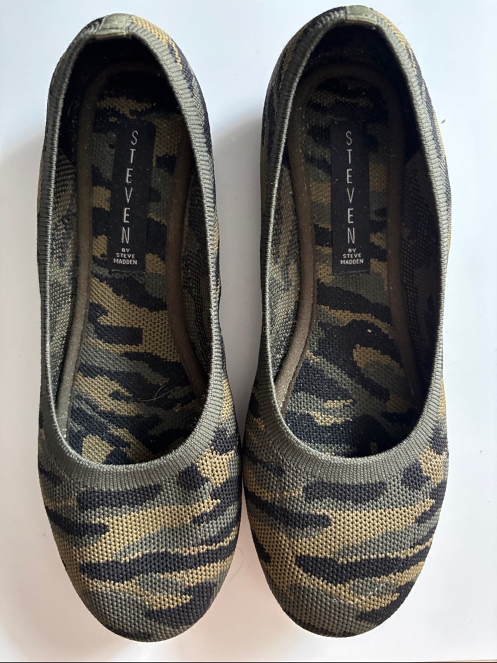 Steven By Steve Madden Olive & Black Camo Knit Ballet Flats